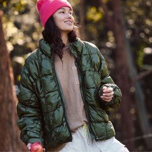 FP Movement Scrunchy Glossy Pippa Packable Puffer Jacket Seagrass Size Small